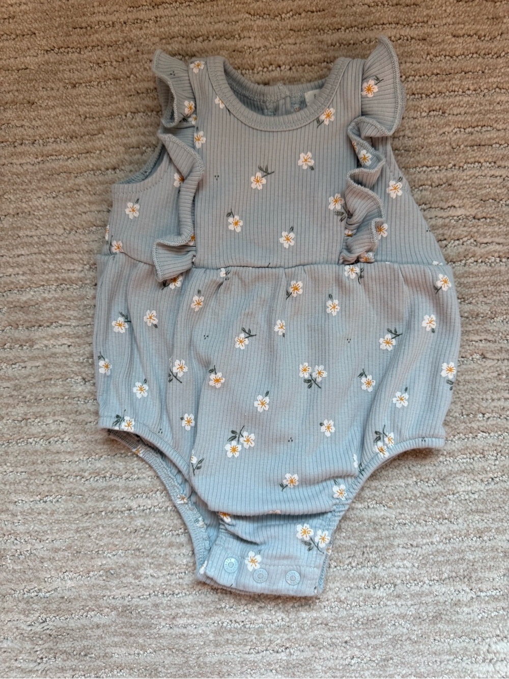 Firsts by Petit Lem Floral Ribbed Baby Romper 3months